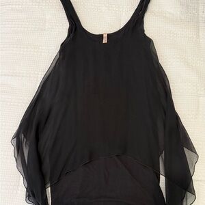 Bailey 44 Black Asymmetrical Ruffled Tank Top